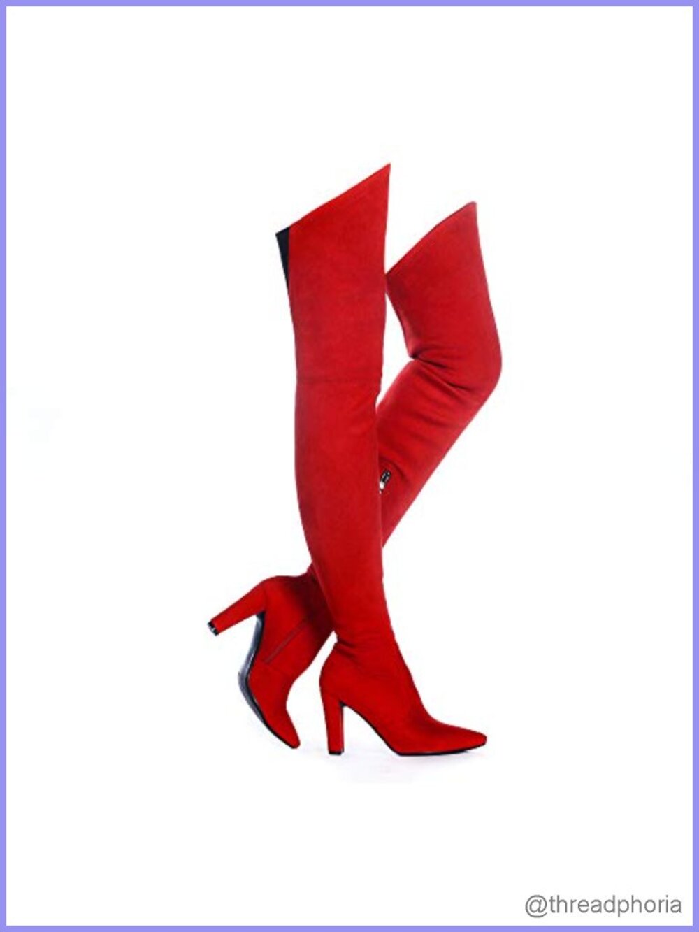 Stretch Suede Chunky Heel Over The Knee Boots Women Thigh High Zip